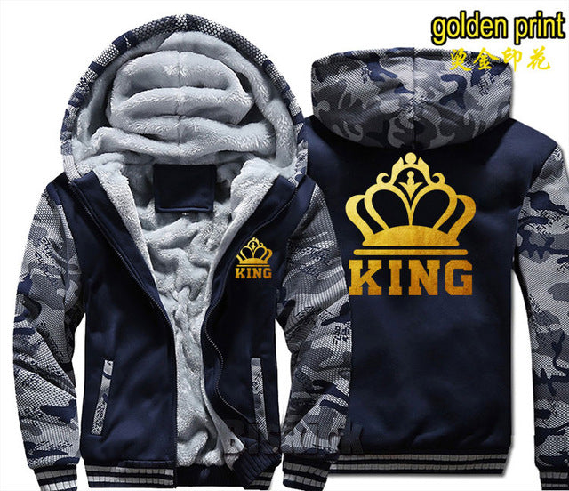 Grey Camouflage King Zipper Hoodie - The Hoodie Store