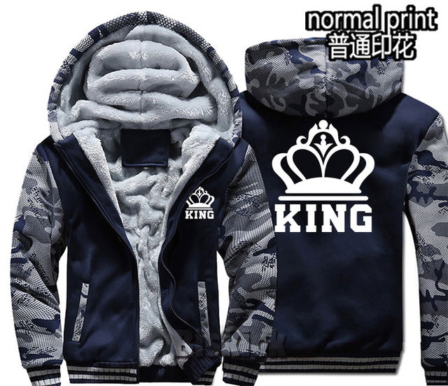 Grey Camouflage King Zipper Hoodie - The Hoodie Store