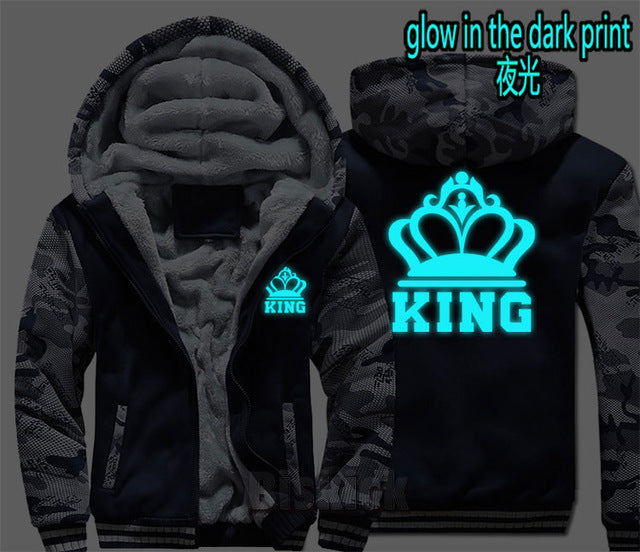 Grey Camouflage King Zipper Hoodie - The Hoodie Store