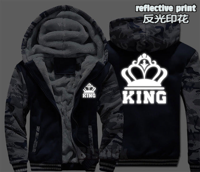 Grey Camouflage King Zipper Hoodie - The Hoodie Store