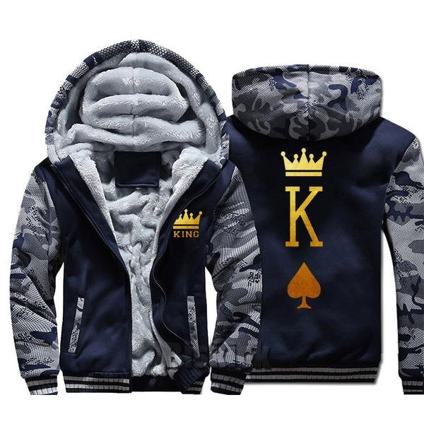 Blue and Grey King Zipper Hoodie - The Hoodie Store
