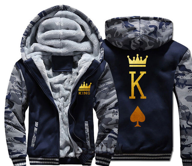 Blue and Grey King Zipper Hoodie - The Hoodie Store