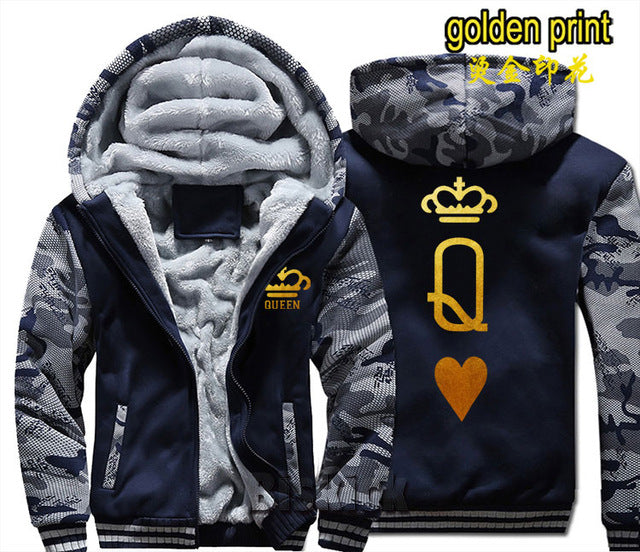 Blue and Grey King Zipper Hoodie - The Hoodie Store