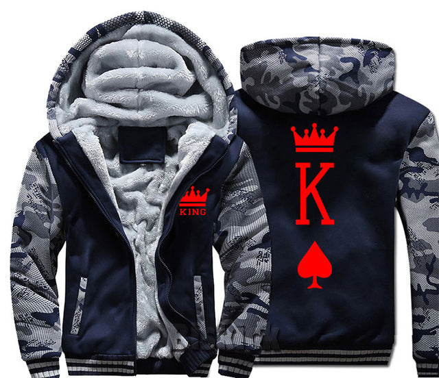 Blue and Grey King Zipper Hoodie - The Hoodie Store