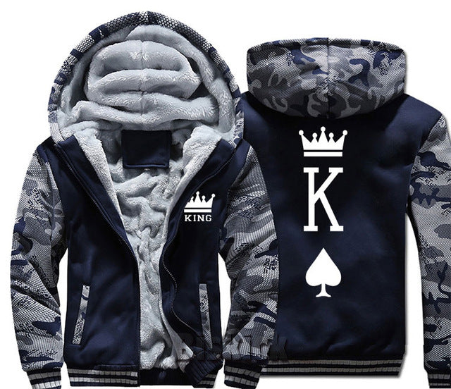 Blue and Grey King Zipper Hoodie - The Hoodie Store