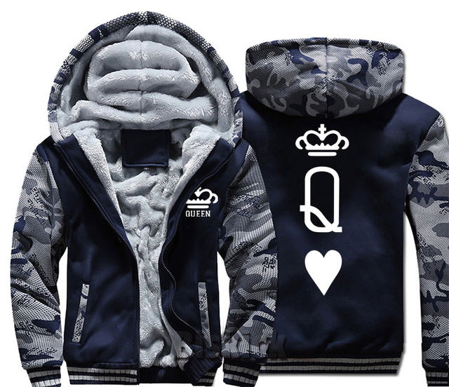Blue and Grey King Zipper Hoodie - The Hoodie Store