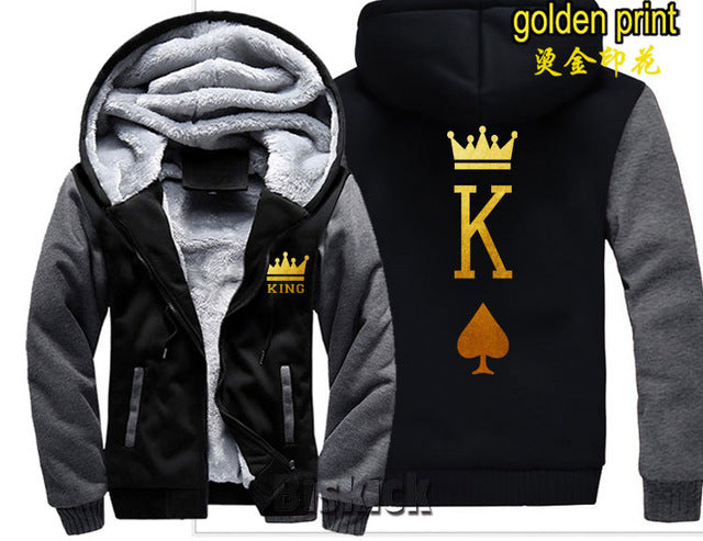 Blue and Grey King Zipper Hoodie - The Hoodie Store