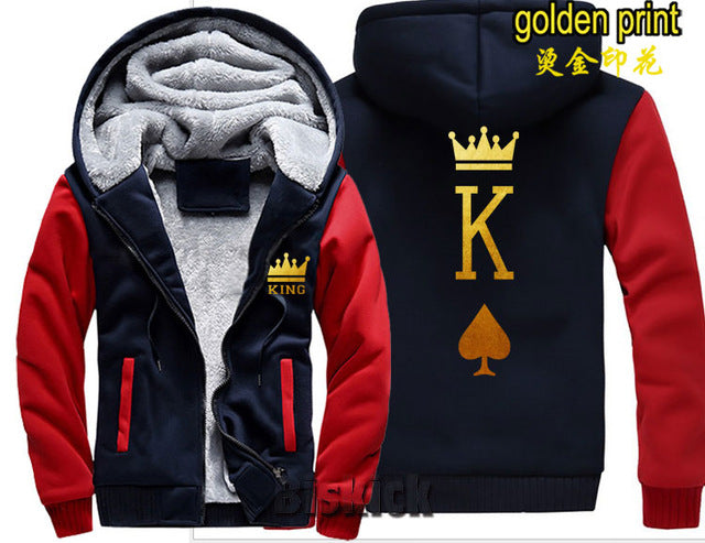 Blue and Grey King Zipper Hoodie - The Hoodie Store