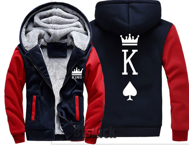 Blue and Grey King Zipper Hoodie - The Hoodie Store