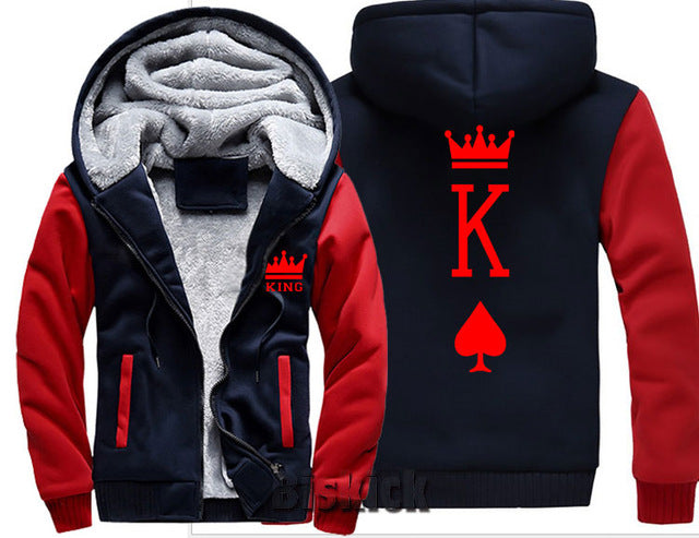 Blue and Grey King Zipper Hoodie - The Hoodie Store