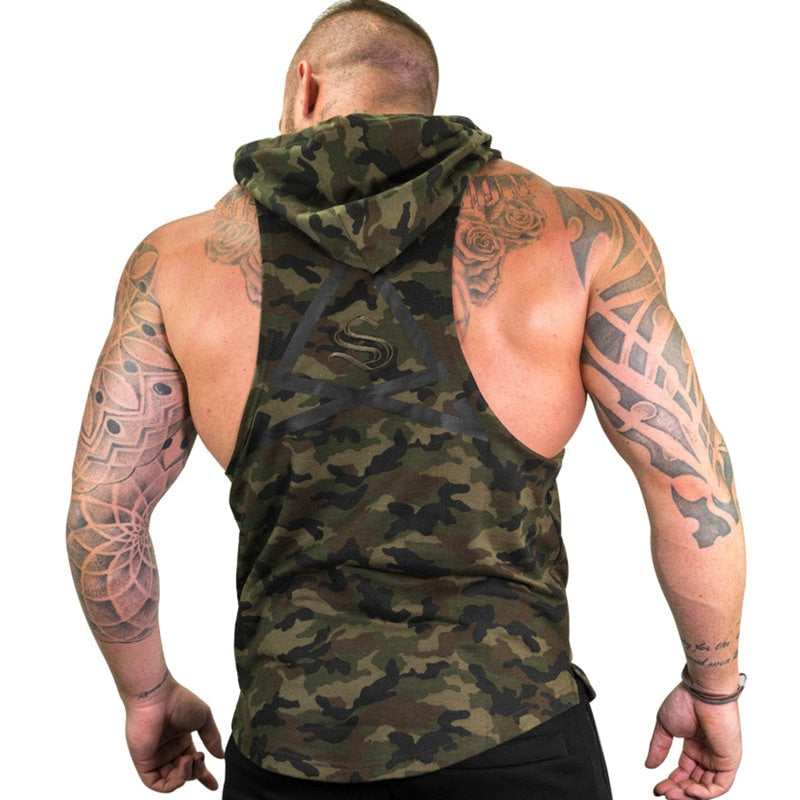 Mens Camouflage Bodybuilding Tank Hoodies - The Hoodie Store