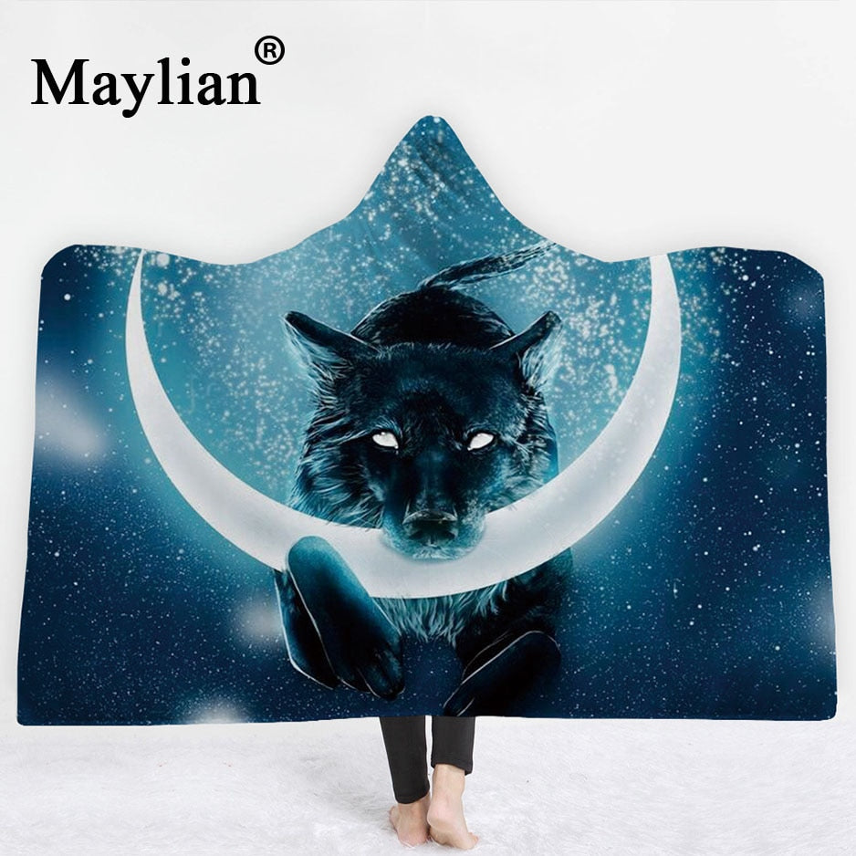 Wolf sale hooded blanket