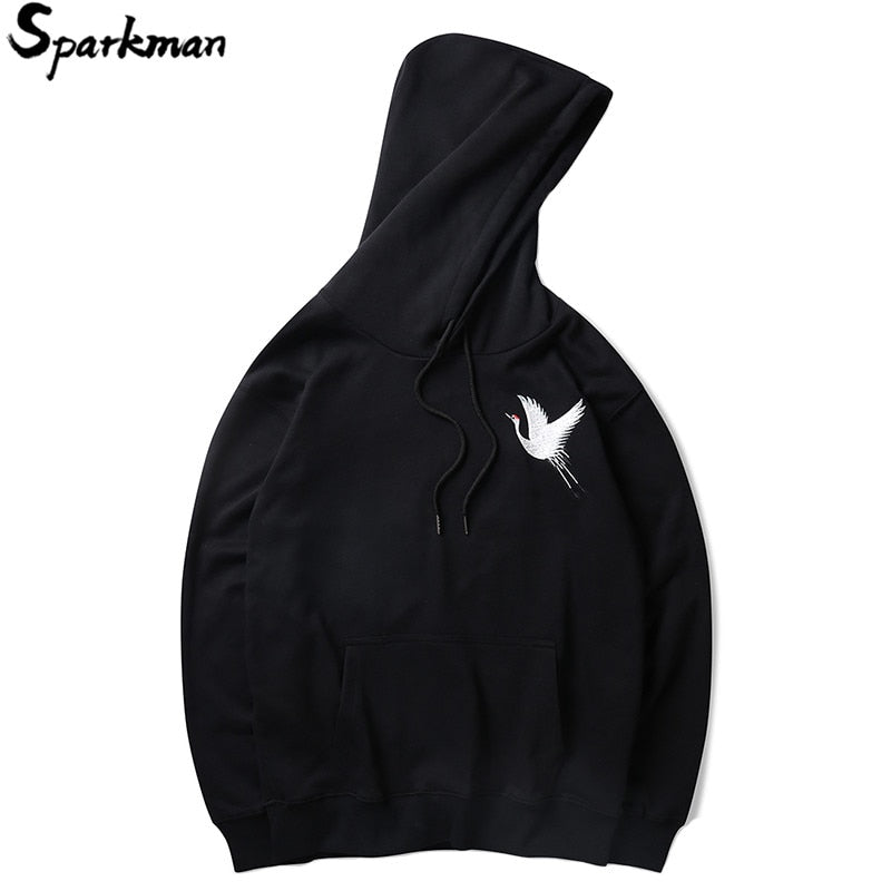 Men's Embroidery Japanese Crane Hoodies - The Hoodie Store
