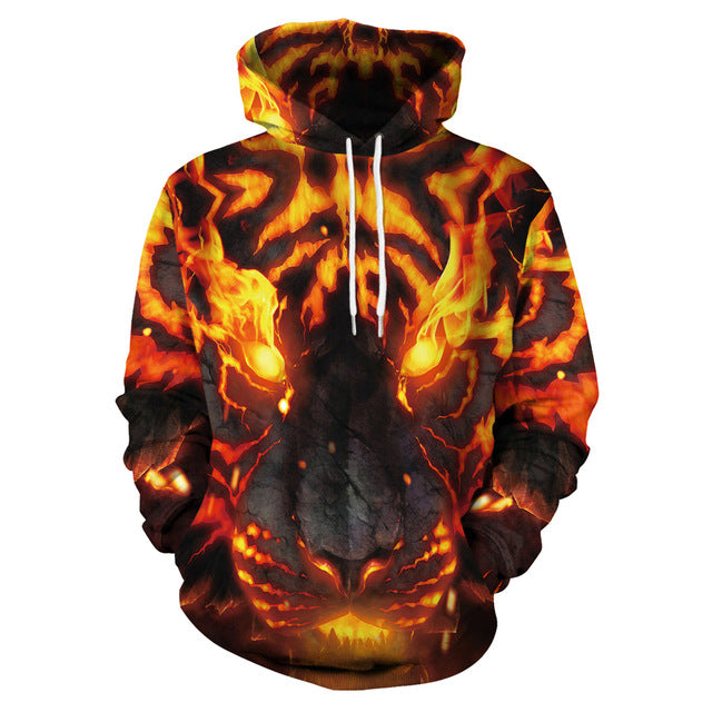 3D Harajuku Printed Animal Flame Hoodie - The Hoodie Store