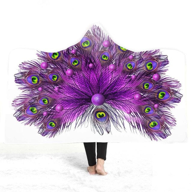3D peacock Hooded Blanket - The Hoodie Store