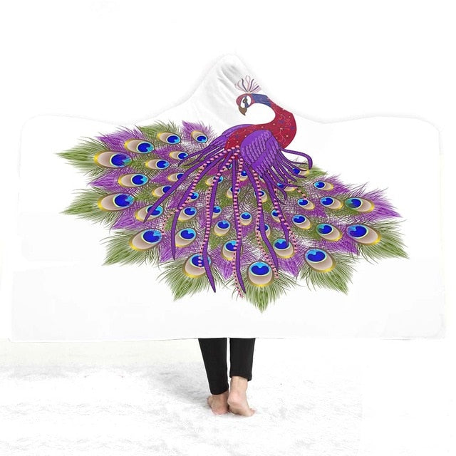 3D peacock Hooded Blanket - The Hoodie Store