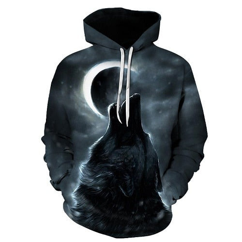 Star-headed wolf print Hoodies - The Hoodie Store