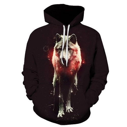 Star-headed wolf print Hoodies - The Hoodie Store