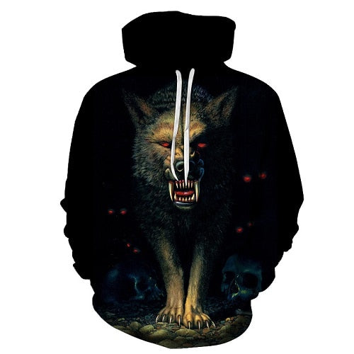Star-headed wolf print Hoodies - The Hoodie Store