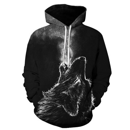Star-headed wolf print Hoodies - The Hoodie Store
