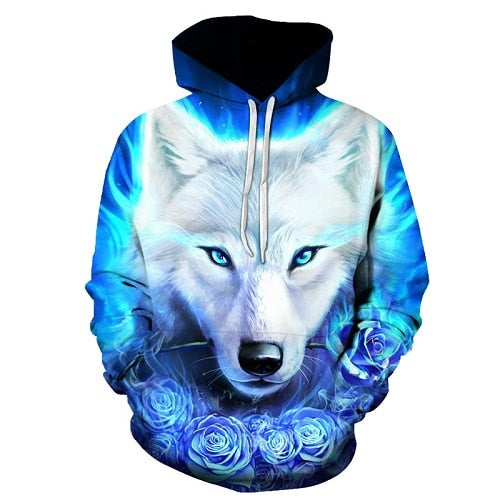 Star-headed wolf print Hoodies - The Hoodie Store
