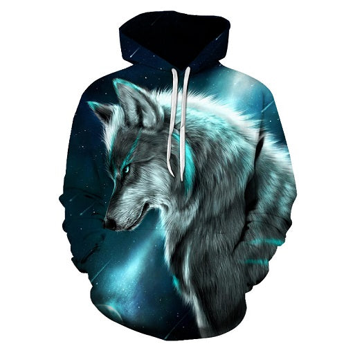 Star-headed wolf print Hoodies - The Hoodie Store