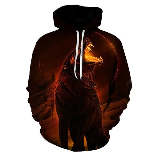 Star-headed wolf print Hoodies - The Hoodie Store