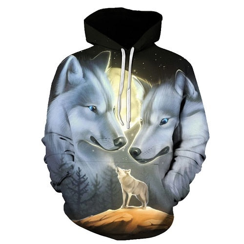 Star-headed wolf print Hoodies - The Hoodie Store