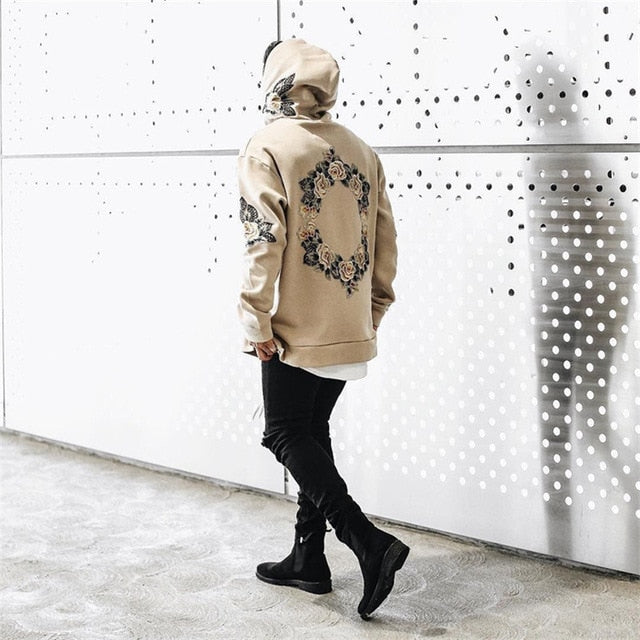 Men Printing Floral Hooded Pullover - The Hoodie Store