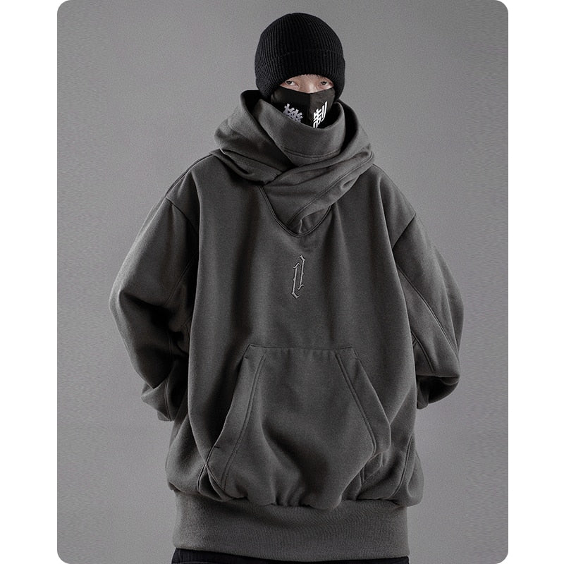 Oversize high collar Harajuku style hoodie