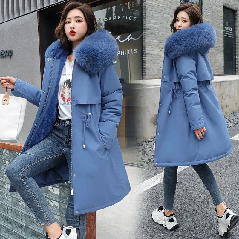 Women's Winter Parka – Fur Hood, Wool Lined, Warm Padded Coat