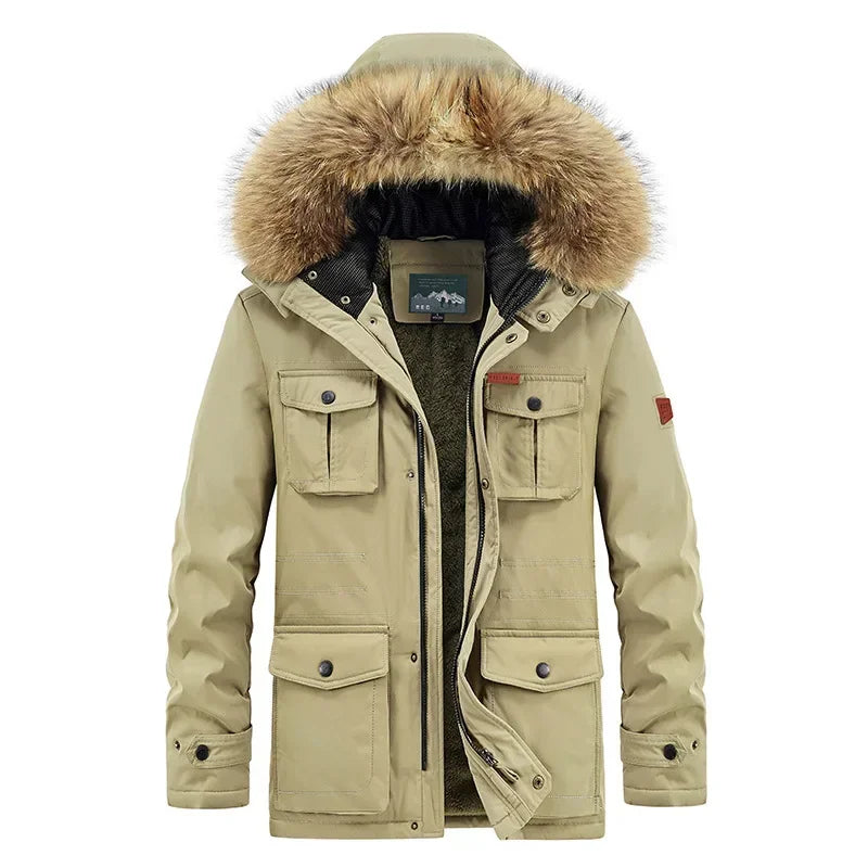 Fur hooded coat mens discount