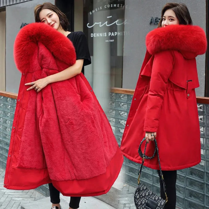 Women's Winter Parka – Fur Hood, Wool Lined, Warm Padded Coat