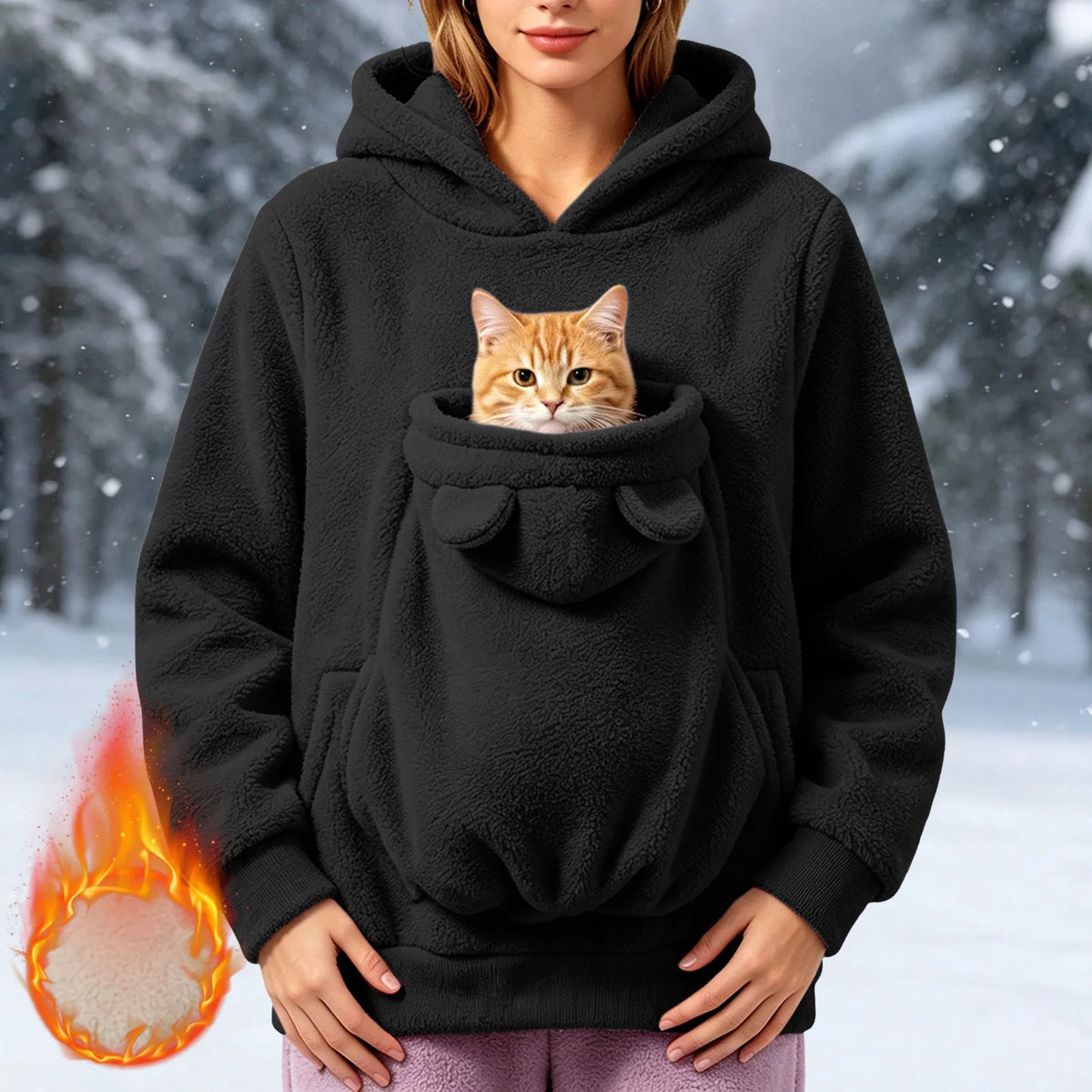 Women’s Teddy Fleece Pet Carrier Hoodie with Kangaroo Pouch