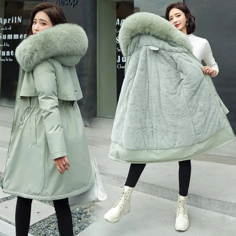 Women's Winter Parka – Fur Hood, Wool Lined, Warm Padded Coat
