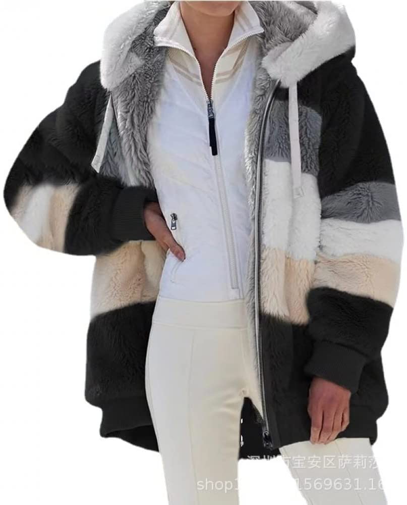 Women's Loose, Warm and Plush Hooded Jacket for Winter