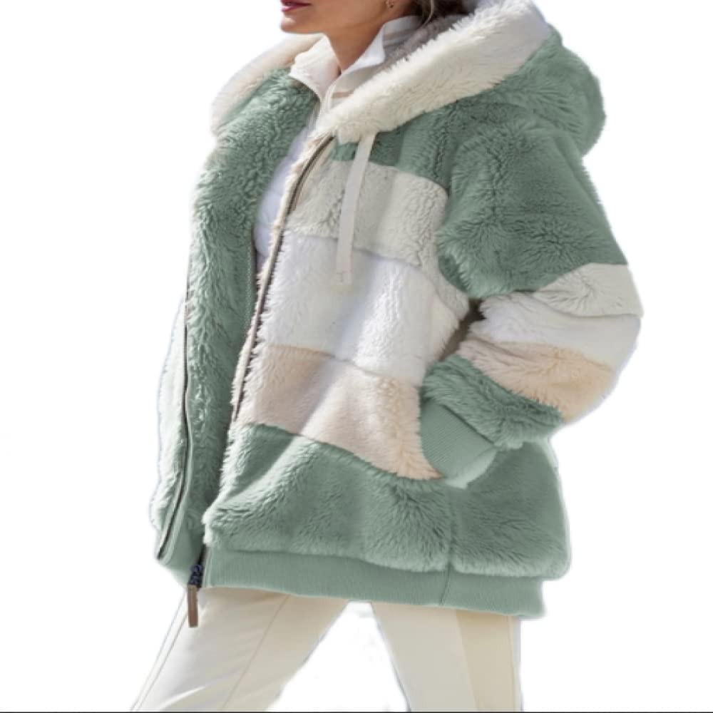 Green faux fur hot sale hooded jacket