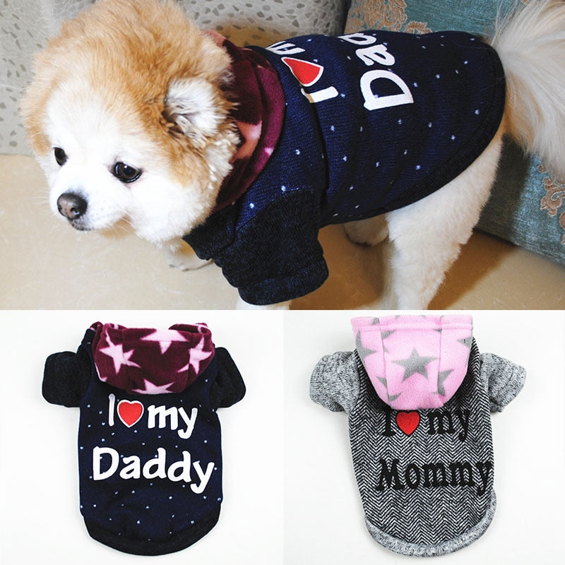 I LOVE Dad/ Mom Thick Winter Dog Clothes