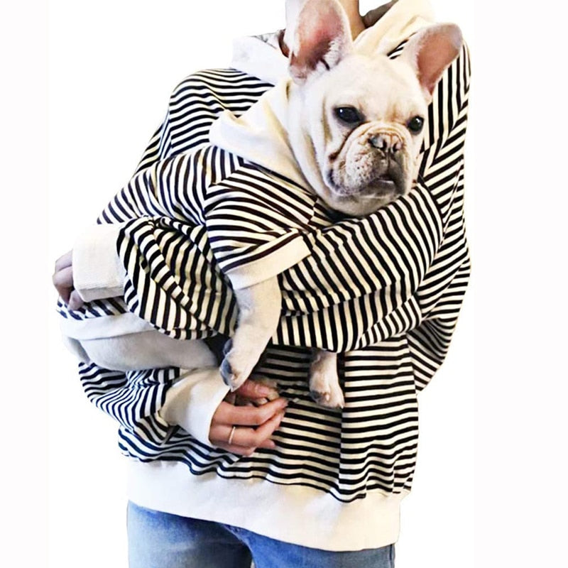 Dog and Owner's Striped Matching Hoodies for Small to Large Dogs