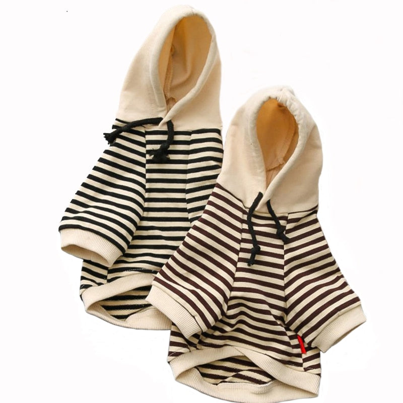 Dog and Owner's Striped Matching Hoodies for Small to Large Dogs