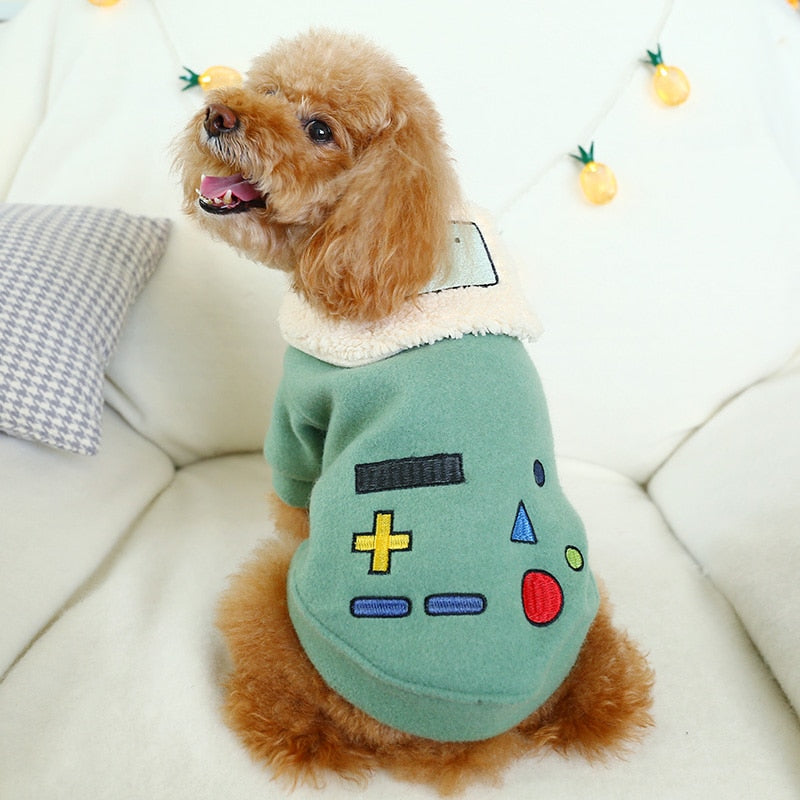 Thick BMO- Inspired Robot Lapel Warm Jacket for Pets
