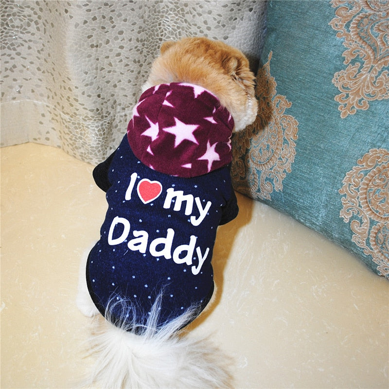 I LOVE Dad/ Mom Thick Winter Dog Clothes