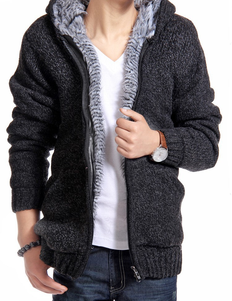 Mens fur lined zip up hoodies best sale