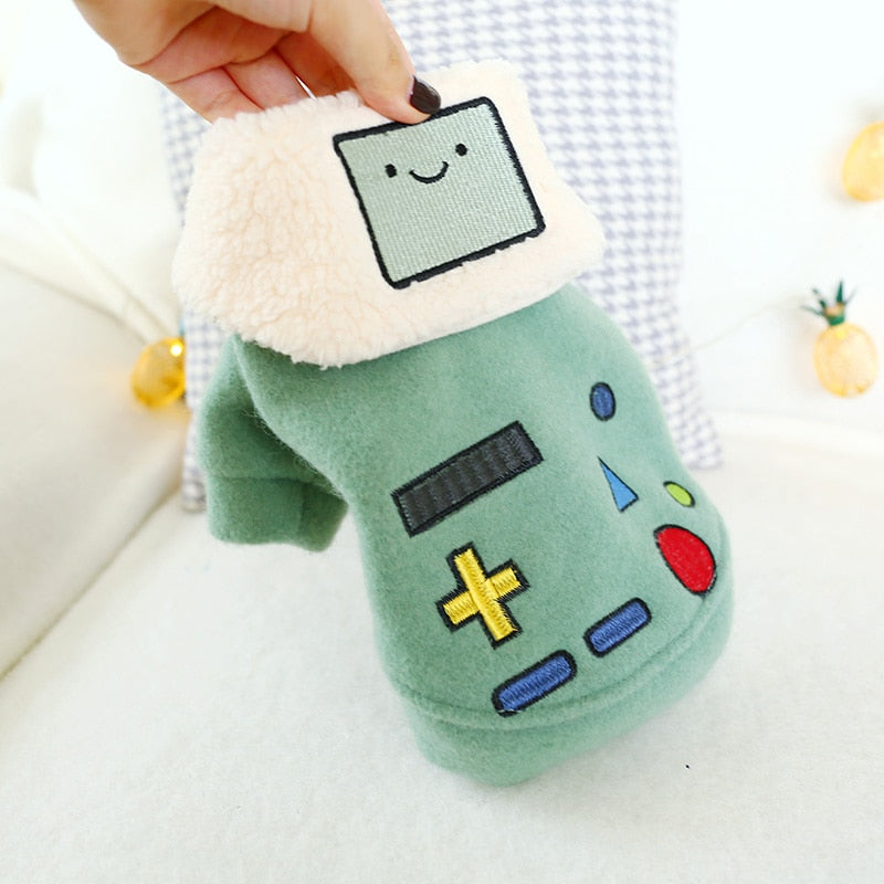 Thick BMO- Inspired Robot Lapel Warm Jacket for Pets