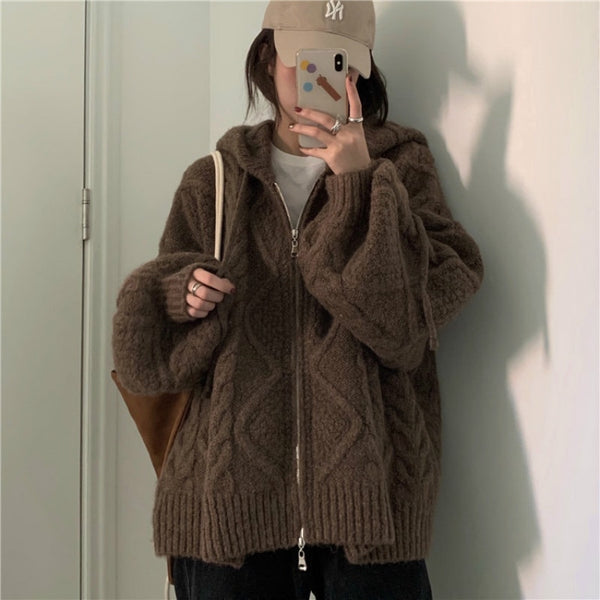 Oversized hooded cardigan sale