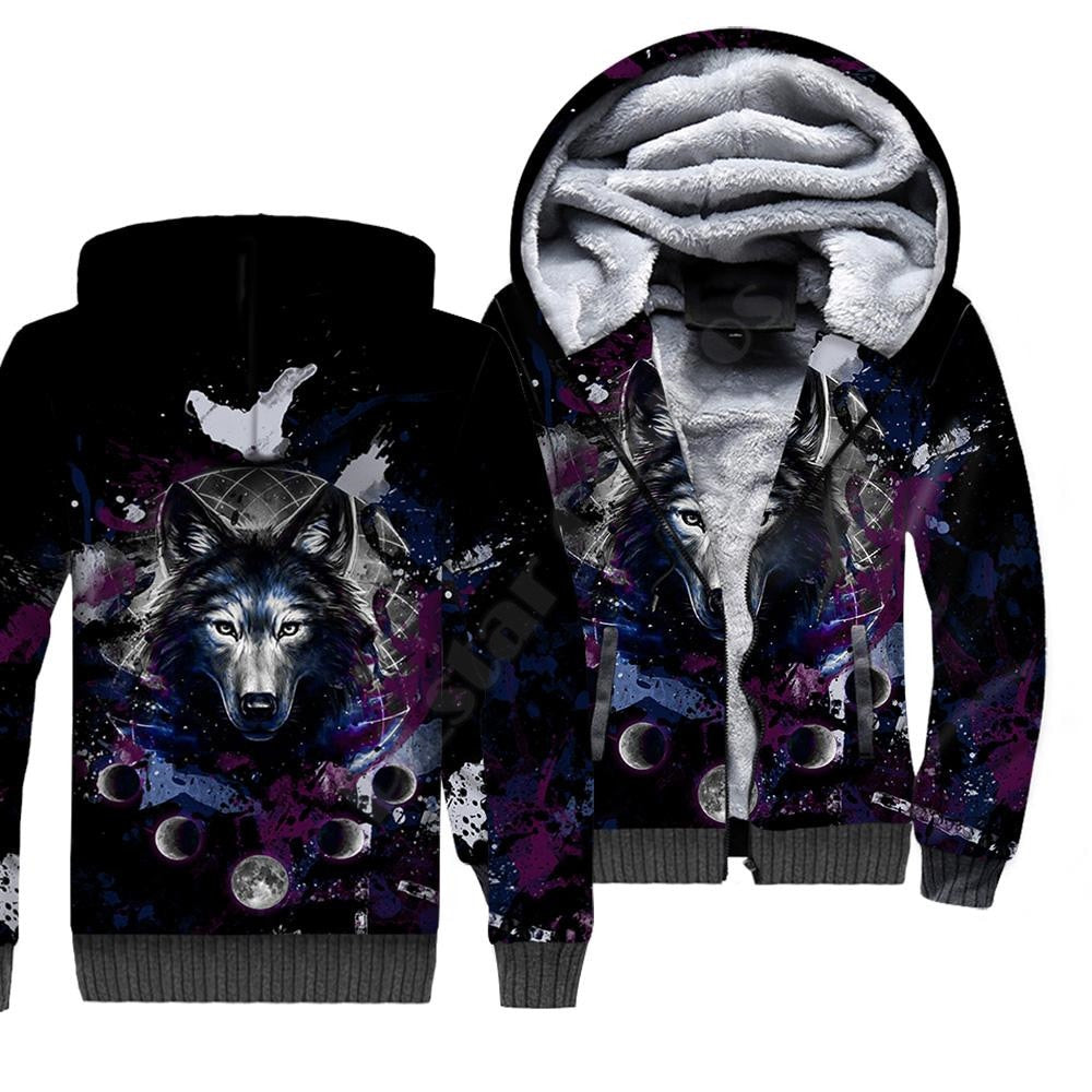Wolf Animal 3D Printed Fleece Zipper Hoodies for Men  and Women