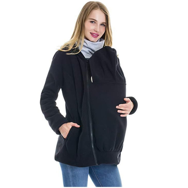 Warm Maternity Jacket/ Baby Carrier Kangaroo Pouch Hoodie