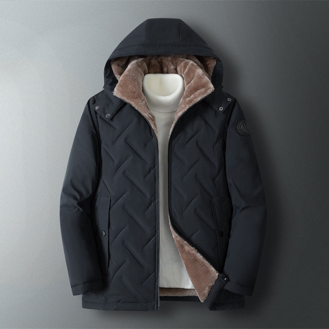 Thick Fleece Hooded Parka Jacket for Men
