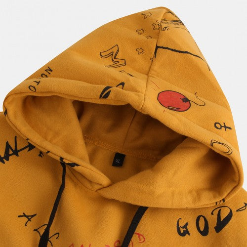 Fast Shipping Single Road Trendy Japanese Yellow Anime Hoodie