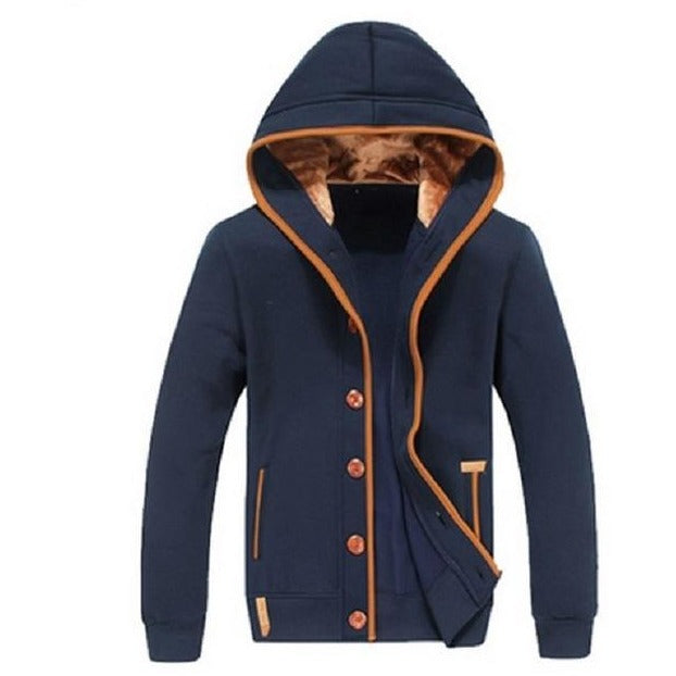 Mens Fleece Button-Up Winter Jacket - The Hoodie Store